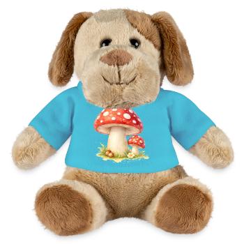 Toadstool Illustration Red Mushroom Nature Motif - MiniFeet® Dog Helge - atoll blue - Front