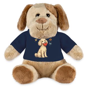 Pudel mit Herz und Schmetterlingen - MiniFeet® Hund Helge - French Navy - Vorne