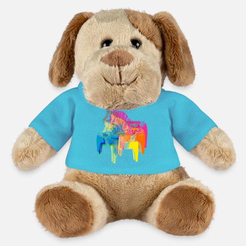 Pop Art Dala Pferde -Weihnachts Pulli Skandi Style - MiniFeet® Hund Helge - Atollblau