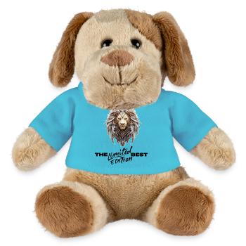 Lion royal en plume doree - Chien en peluche Helge MiniFeet® - bleu outremer - Devant