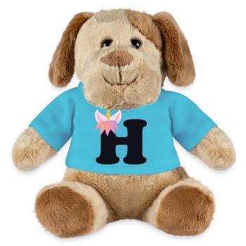 Unicorn Letter Rainbow Style "H" | be unique - MiniFeet® Dog Helge - atoll blue - Front