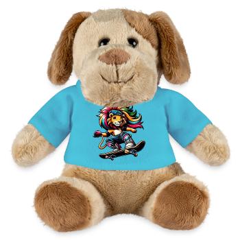 Freche Skater-Giraffe mit Skateboard - MiniFeet® Hund Helge - Atollblau - Vorne