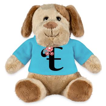 Letter e Minimalistische Blumen - MiniFeet® Hund Helge - Atollblau - Vorne