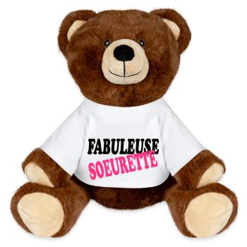 FABULOUS SISTER - MiniFeet® RecycelBär® Teddy Bear Brown - white - Front
