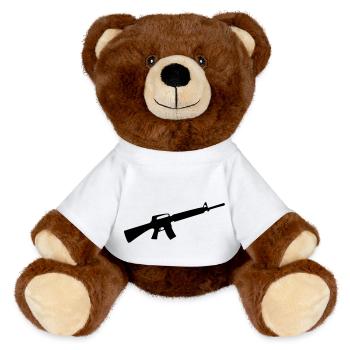 Weapon Gun - MiniFeet® RecycelBär® Teddy Bear Brown - white - Front