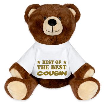 BEST OF THE BEST COUSIN - MiniFeet® RecycelBär® Teddy Bear Brown - white - Front