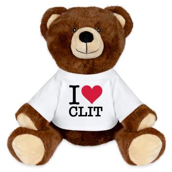 I love clitoris - Nounours RecycelBär® marron - blanc - Devant