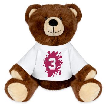klecks 3 - MiniFeet® RecycelBär® Braun - Weiß - Vorne