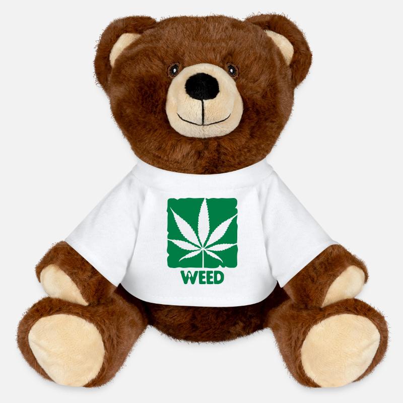 weed with boxed leaf - Nounours RecycelBär® marron - blanc