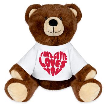 This Cutie Loves You - MiniFeet® RecycelBär® Teddy Bear Brown - white - Front