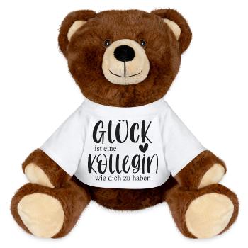 Kollegin Geschenk Arbeitskollegin Abschied - MiniFeet® RecycelBär® Braun - Weiß - Vorne