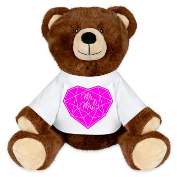 Mr. & Mrs. Wedding Engagement Marriage Proposal Love - MiniFeet® RecycelBär® Teddy Bear Brown - white - Front
