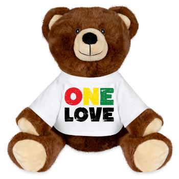 One Love Reggae Musique - Nounours RecycelBär® marron - blanc - Devant