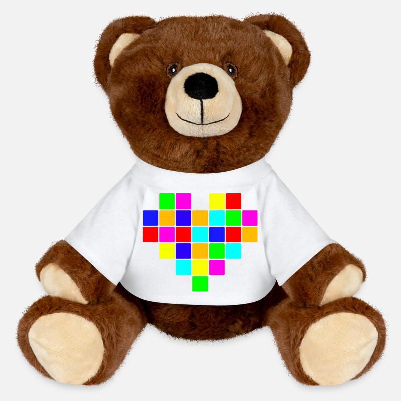 Buntes Herz Regenbogen - MiniFeet® RecycelBär® Braun - Weiß