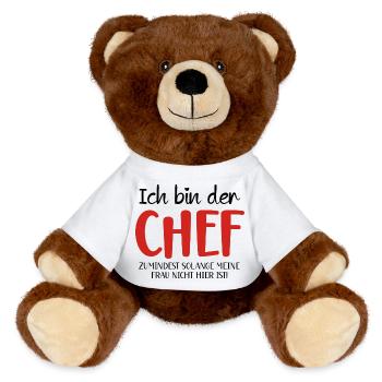 Culinary art CHEF motif - MiniFeet® RecycelBär® Teddy Bear Brown - white - Front