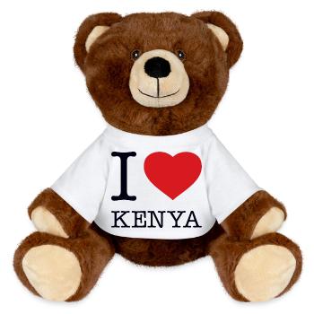 I LOVE KENYA Kenia - MiniFeet® RecycelBär® Braun - Weiß - Vorne