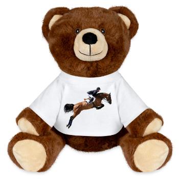 Prancing horse in leap - MiniFeet® RecycelBär® Teddy Bear Brown - white - Front