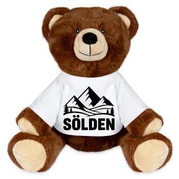 Sölden - Souvenir Design - MiniFeet® RecycelBär® Teddy Bear Brown - white - Front