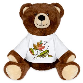 feuilles - Nounours RecycelBär® marron - blanc - Devant