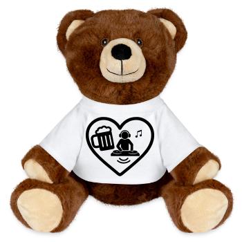Heart DJ Beer - MiniFeet® RecycelBär® Teddy Bear Brown - white - Front