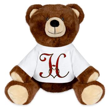 Monogramm H mit Herzrahmen - MiniFeet® RecycelBär® Braun - Weiß - Vorne
