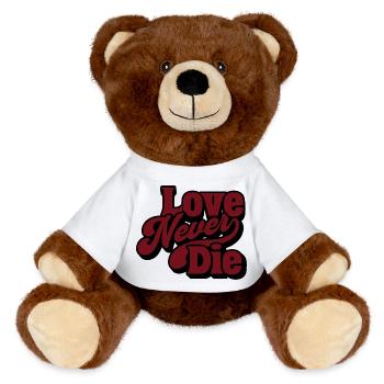 Love Never Die – Déclaration de scénario vintage - Nounours RecycelBär® marron - blanc - Devant