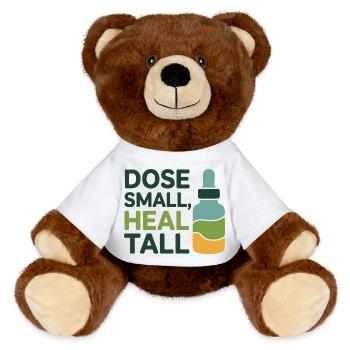Homeopathy Dose Small Heal Tall Professional  - MiniFeet® RecycelBär® Teddy Bear Brown - white - Front