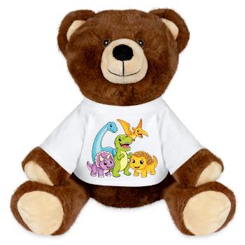 Cute Dino Team - MiniFeet® RecycelBär® Teddy Bear Brown - white - Front