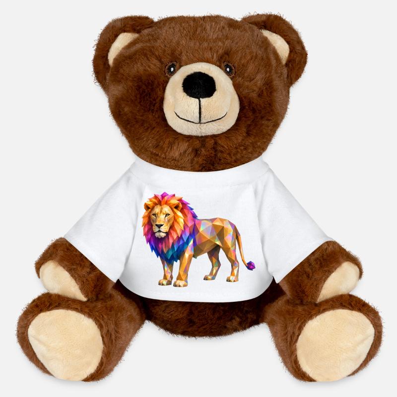Polygon lion color explosion - MiniFeet® RecycelBär® Teddy Bear Brown - white