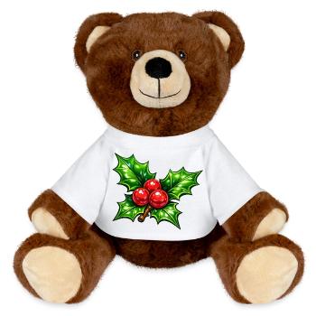 Holly with Berries - MiniFeet® RecycelBär® Teddy Bear Brown - white - Front