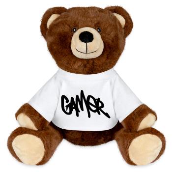 Gamer - MiniFeet® RecycelBär® Teddy Bear Brown - white - Front