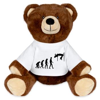 Hochsprung Hochspringer Sport Sportler Spieler - MiniFeet® RecycelBär® Braun - Weiß - Vorne