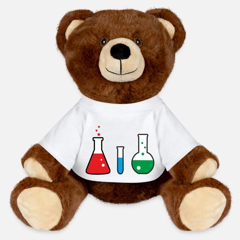 Laboratory flasks, science, chemistry - MiniFeet® RecycelBär® Teddy Bear Brown - white