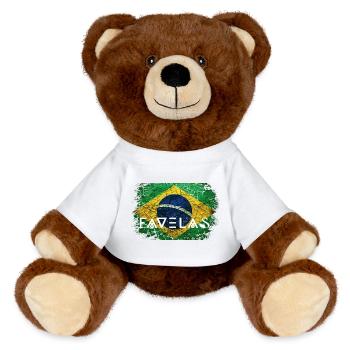 Favelas Flagge: Brüche in Grün-Gelb - MiniFeet® RecycelBär® Braun - Weiß - Vorne