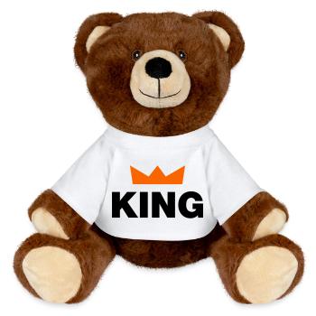 King mit Krone / 2 Farben - MiniFeet® RecycelBär® Braun - Weiß - Vorne