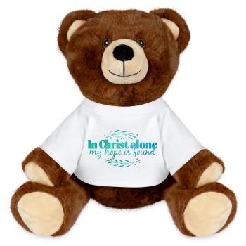 In Christ alone - MiniFeet® RecycelBär® Teddy Bear Brown - white - Front