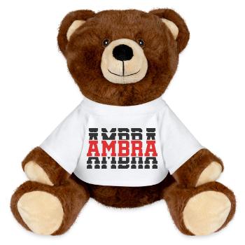 t-shirt ambre t-shirt idée cadeau texte empilé - Nounours RecycelBär® marron - blanc - Devant