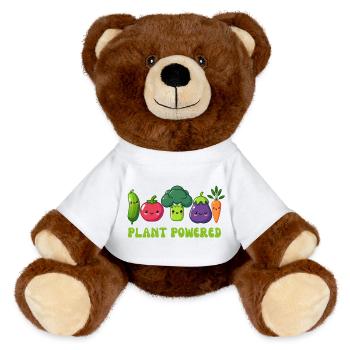 Vegetarisch, pflanzlich - MiniFeet® RecycelBär® Braun - Weiß - Vorne