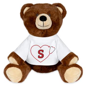 Lettre s stéthoscope - Nounours RecycelBär® marron - blanc - Devant