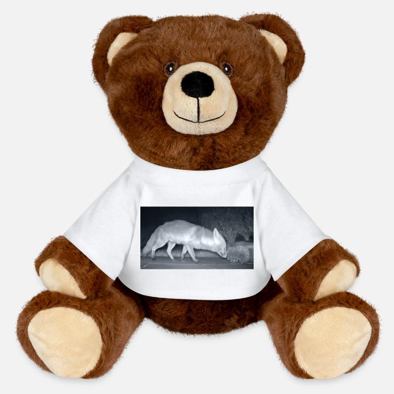 Night Fox Hedgehog Encounter - MiniFeet® RecycelBär® Teddy Bear Brown - white