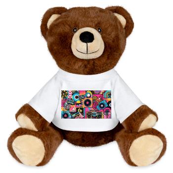 Pop Art - MiniFeet® RecycelBär® Teddy Bear Brown - white - Front