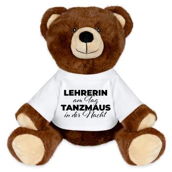 Lehrerin am Tag Tanzmaus in der Nacht - MiniFeet® RecycelBär® Braun - Weiß - Vorne