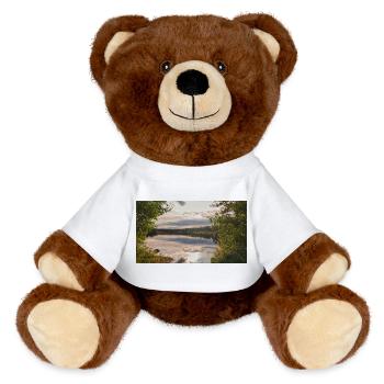 Spiegelung am Seeufer: Abendruhe - MiniFeet® RecycelBär® Braun - Weiß - Vorne