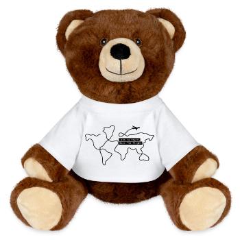 Voyagez autour du monde - La vie est courte, réservez le vol - Nounours RecycelBär® marron - blanc - Devant