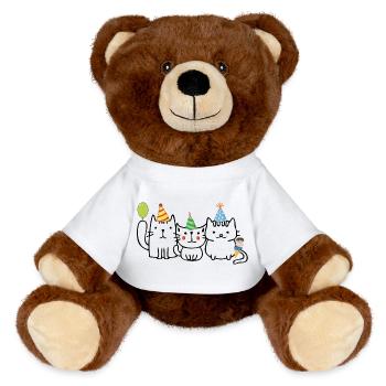 Birthday - MiniFeet® RecycelBär® Teddy Bear Brown - white - Front