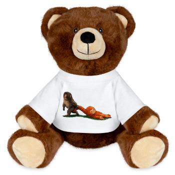 Frappe le singe - Nounours RecycelBär® marron - blanc - Devant