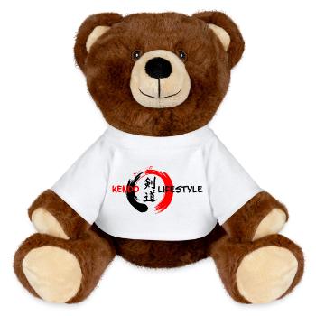 Kendo Japanese script in enso zen circle - MiniFeet® RecycelBär® Teddy Bear Brown - white - Front