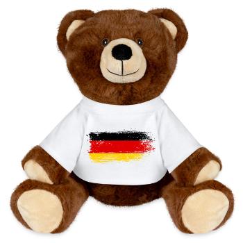Brushstroke German Flag - MiniFeet® RecycelBär® Teddy Bear Brown - white - Front