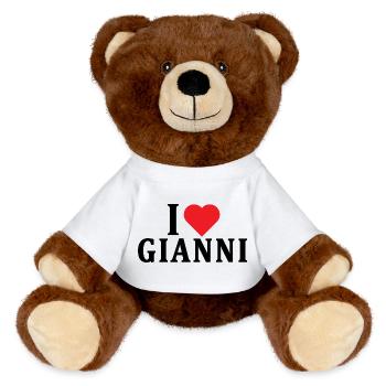 J’adore l’idée cadeau t-shirt Gianni - Nounours RecycelBär® marron - blanc - Devant