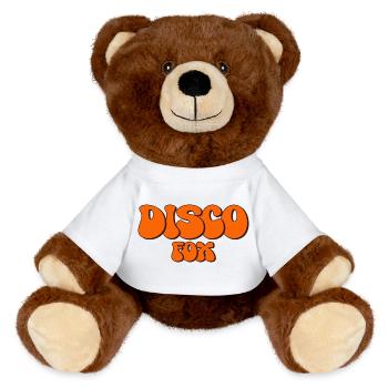 Disco Fox Tanz Tänzer Discothek Discofox tanzen - MiniFeet® RecycelBär® Braun - Weiß - Vorne